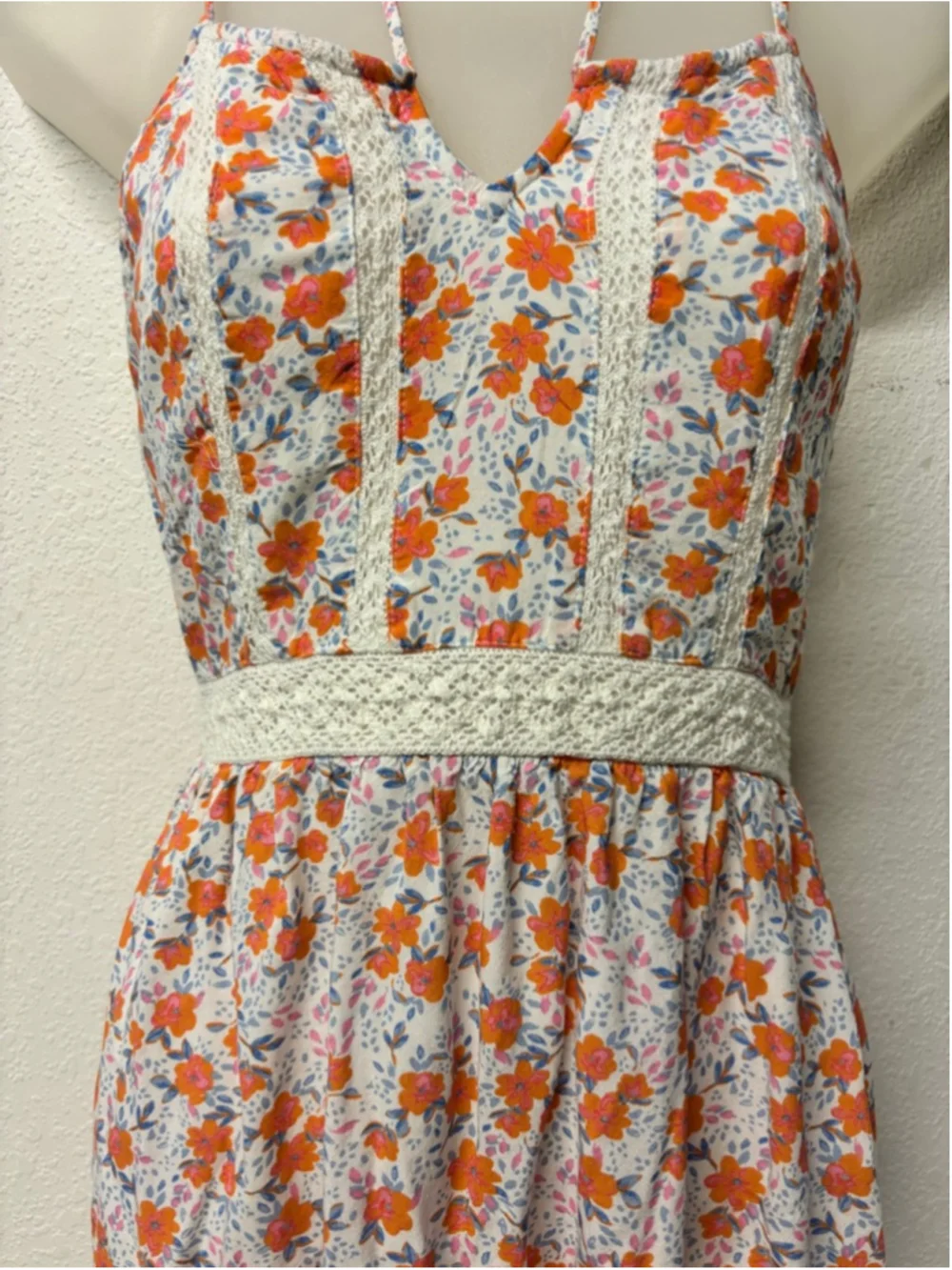 Sun Dress Jopana White Orange Floral High Low Dress Small - Picture 4 of 7